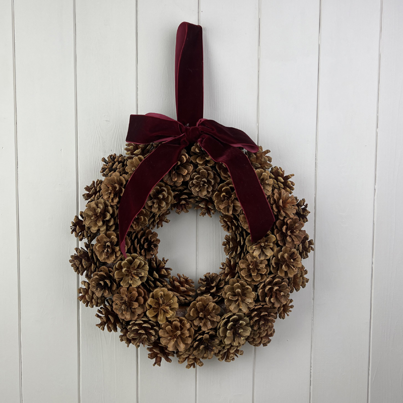 Large Pinecone Wreath with Bow  detail page